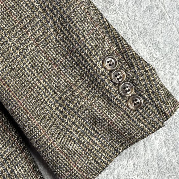 Tailors Row by Deansgate Blazer Mens 42R Plaid Silk Wool Two Button Sport Coat - Picture 3 of 10